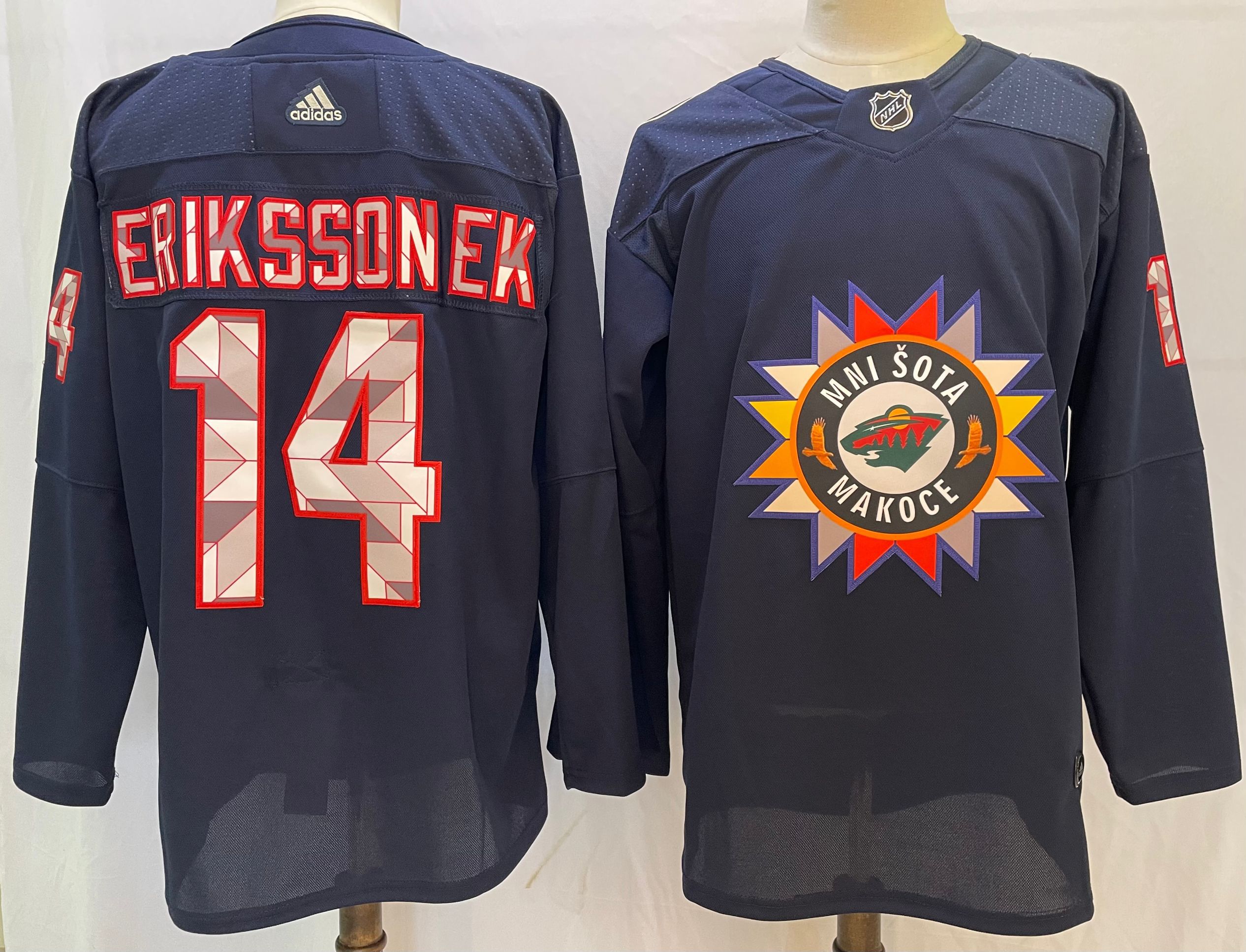 Men Minnesota Wild #14 Erikssonek Blue New 2022 Adidas NHL Jersey